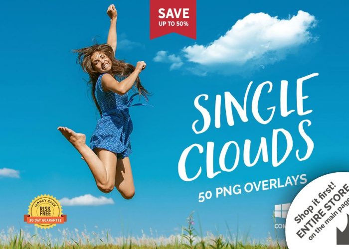 50 Single Clouds Photo Overlays – 50 mẫu hình ảnh trời, mây chất lượng cao