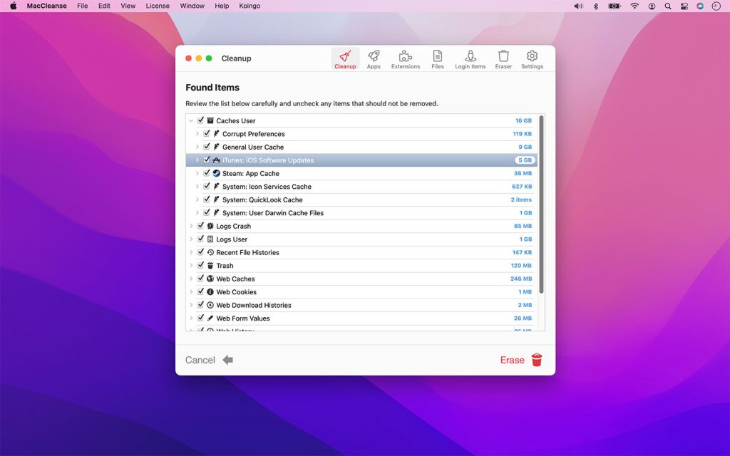 1-cleanup-1024x640-1 Maccleanse – Phần mềm dọn dẹp và tối ưu hệ thống