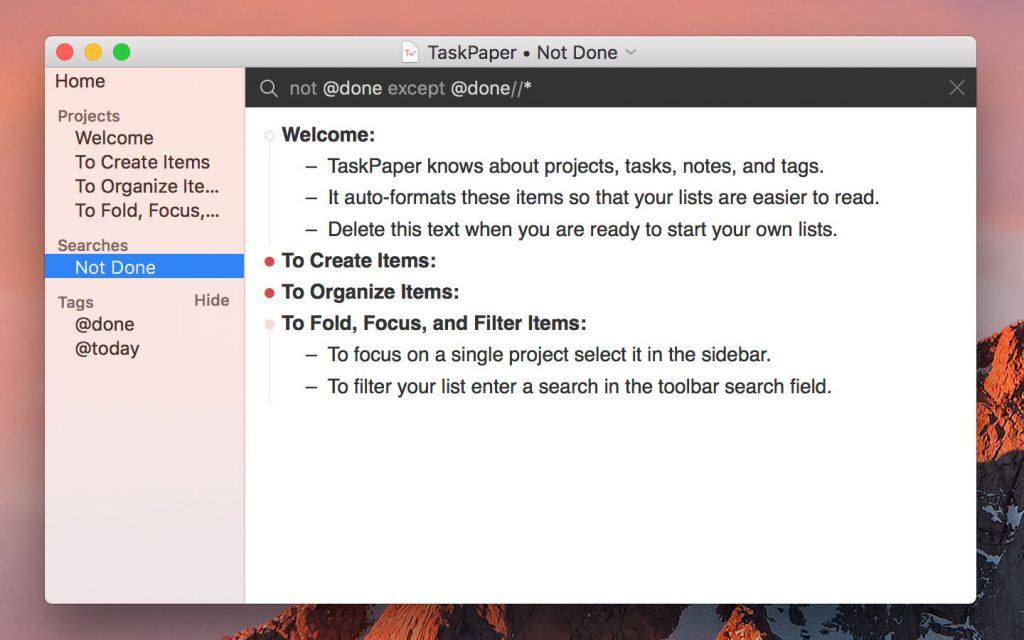 1502870737_screen2-1024x640-1 TaskPaper – Phần mềm tạo ghi chú, task list đơn giản