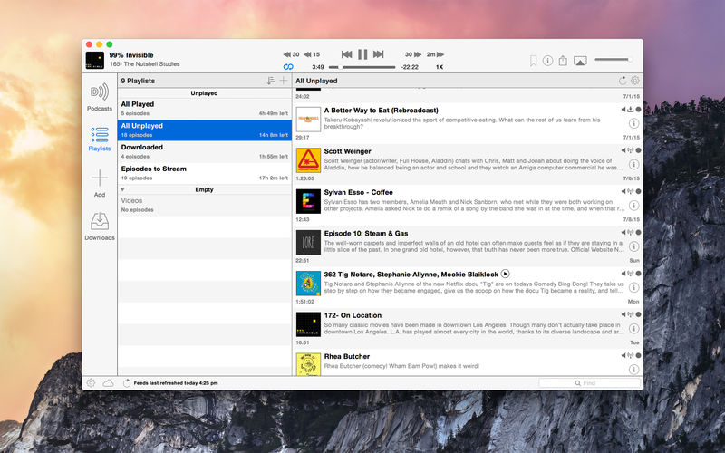 1509876665_downcast_02 Downcast – podcast app trên Mac