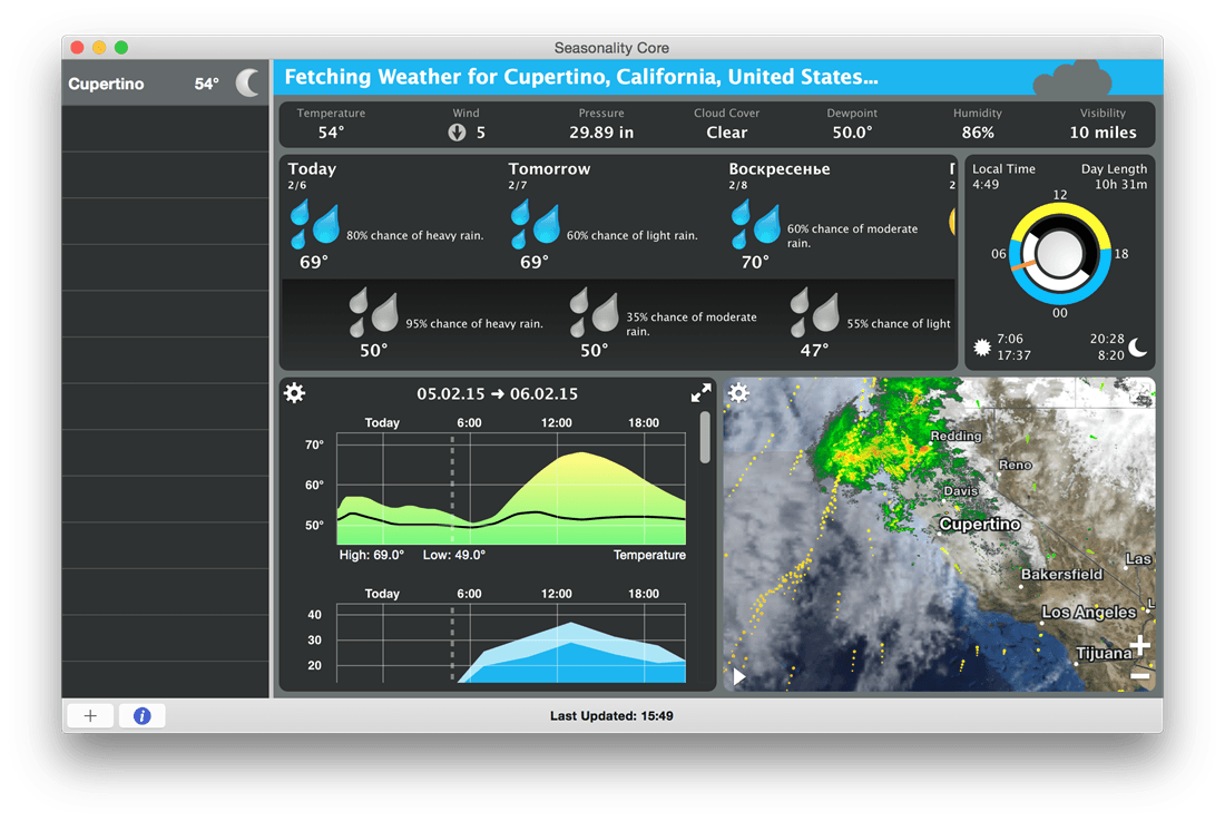 Seasonality Core – Ứng dụng theo dõi thời tiết trên Mac