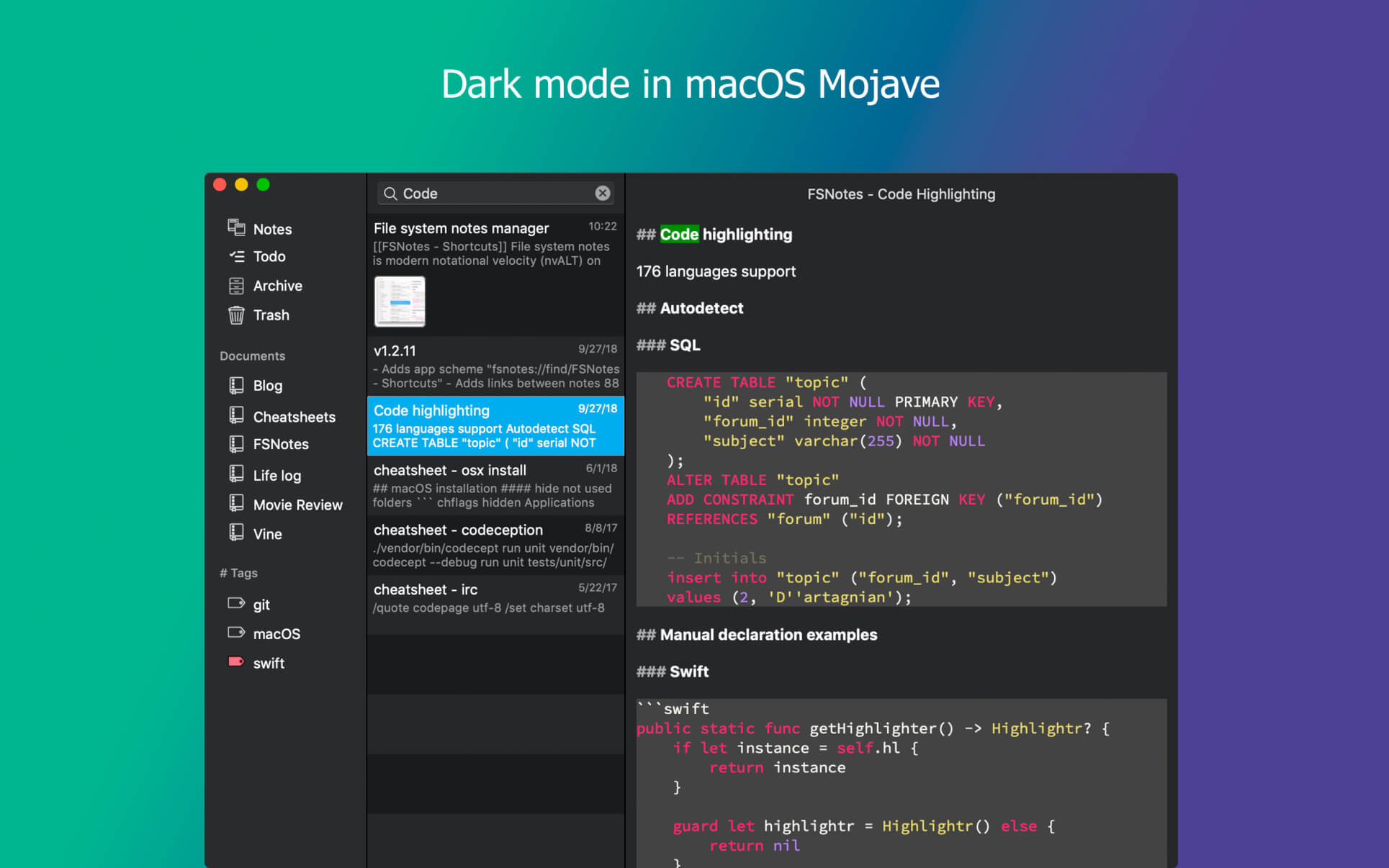 1550988842_fsnotes_02 FSNotes – Trình ghi chú chuyên dụng trên Mac