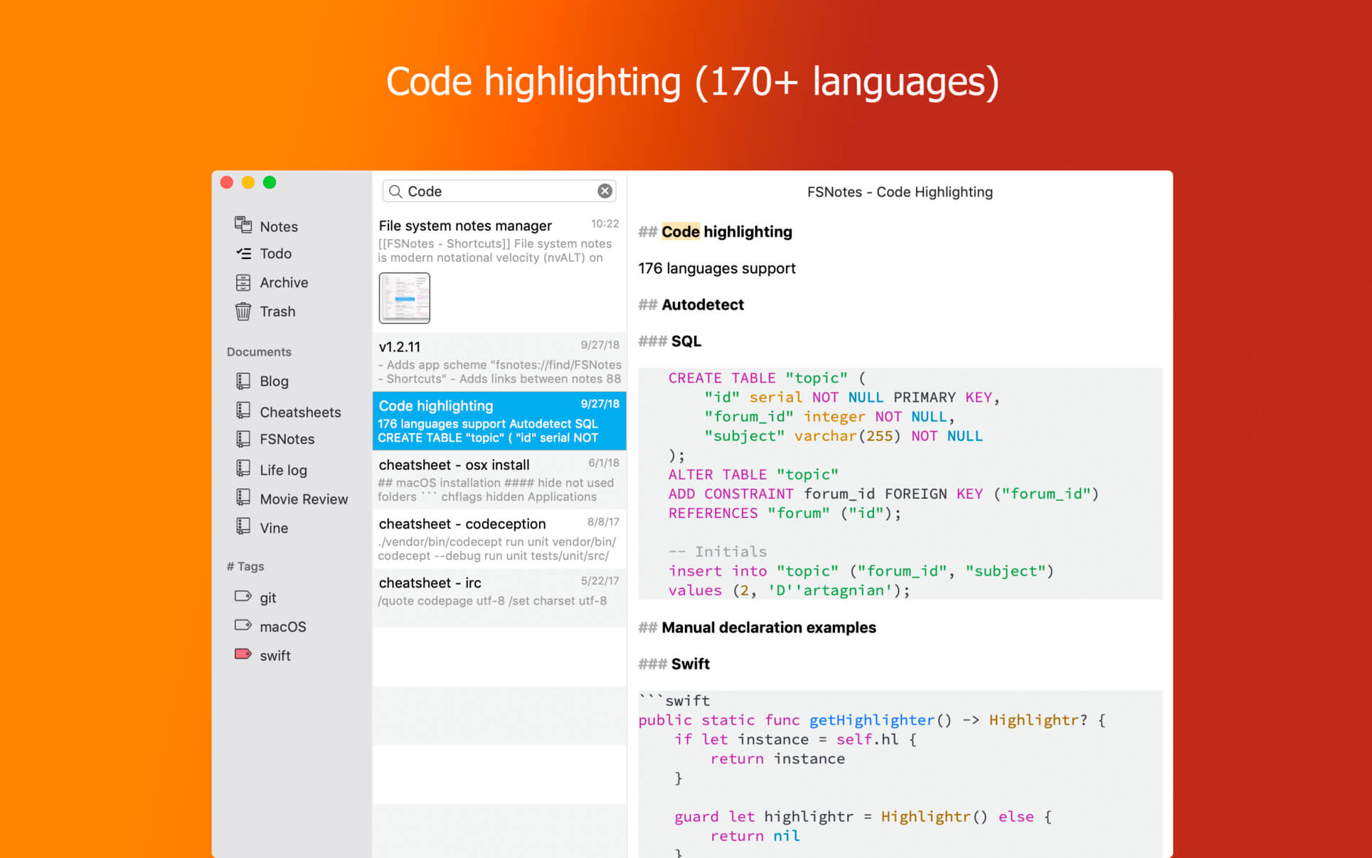 1550988847_fsnotes_03 FSNotes – Trình ghi chú chuyên dụng trên Mac
