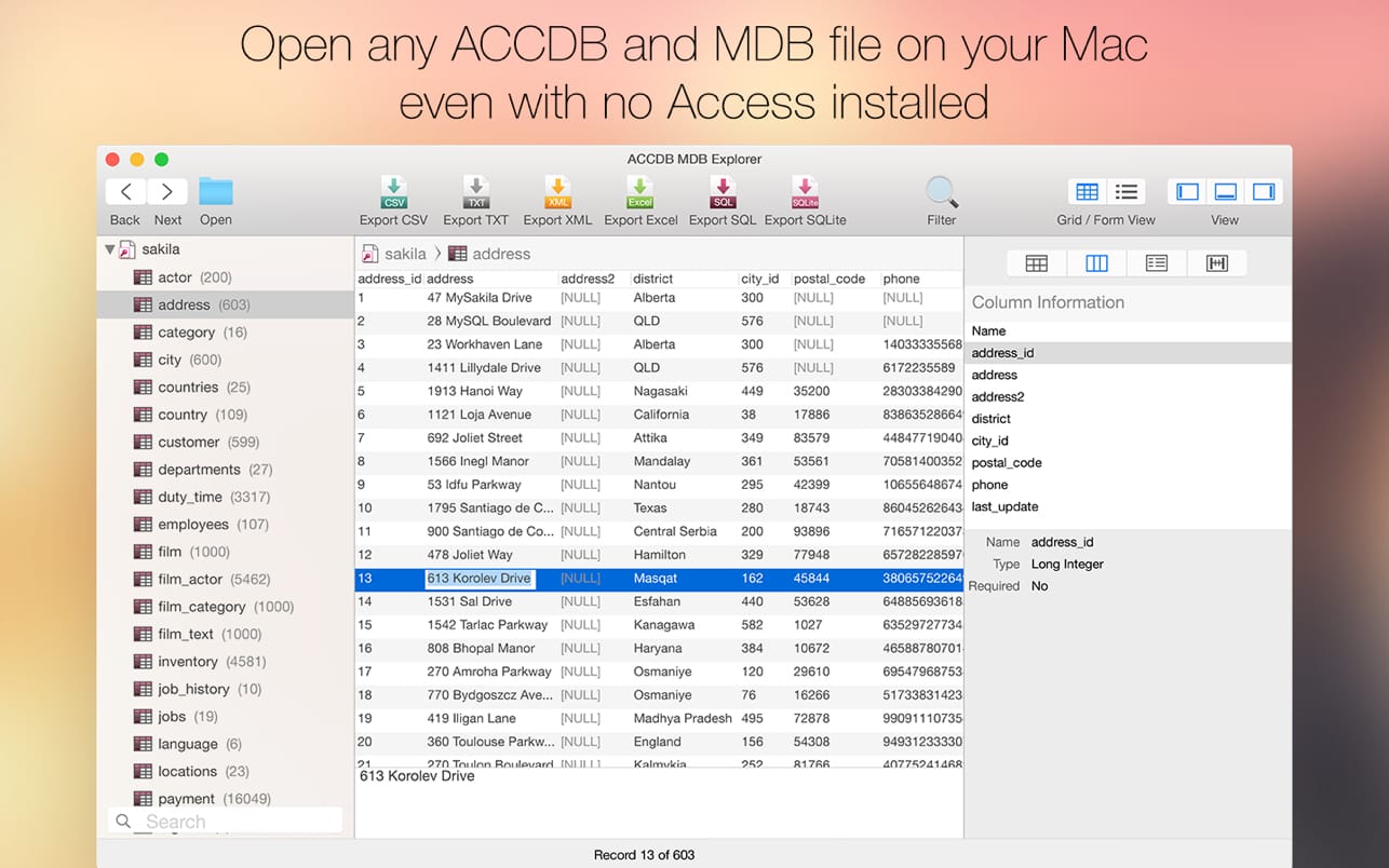 ACCDB MDB Explorer – Trình mở và đọc file Access trên Mac