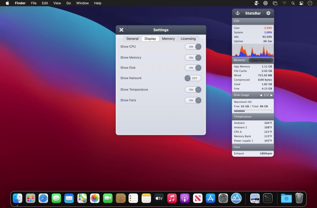 1623690685_statsbar_03-1024x671-1 StatsBar – Hiển thị thông tin hệ thống trên Menubar