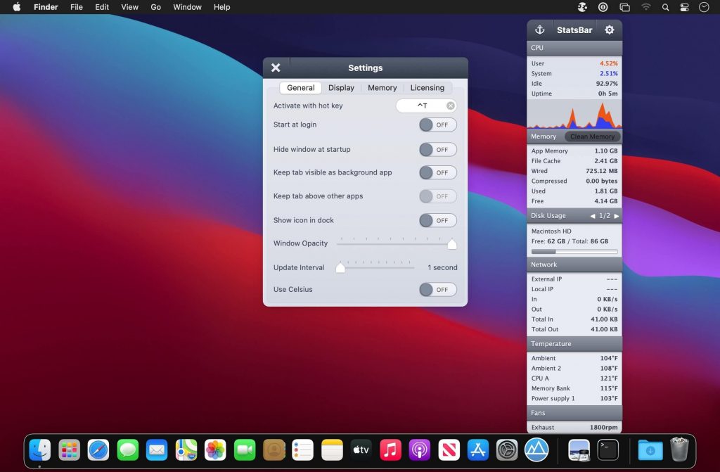 1623690719_statsbar_02-1024x671-1 StatsBar – Hiển thị thông tin hệ thống trên Menubar