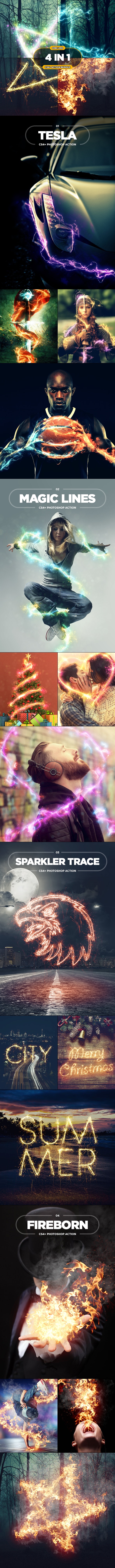 4 in 1 One Line Bundle – Bộ action đẹp dành cho Photoshop