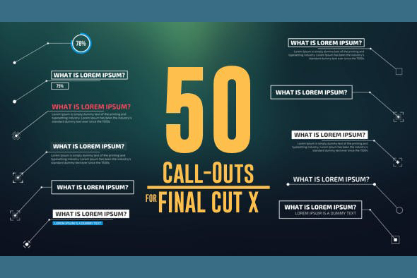 50 Call-Outs Pack for Final Cut Pro – 50 Template Title Call – Tạo chú thích cho project