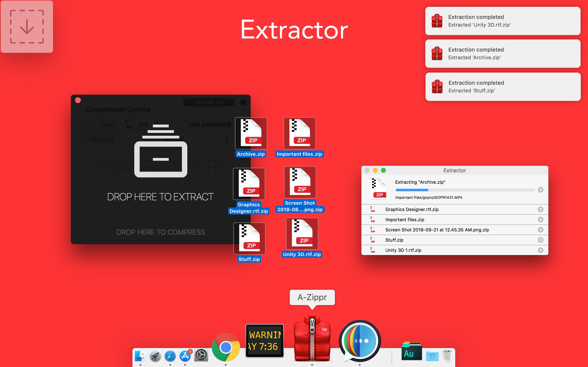 a-zippr-cho-mac A-Zippr – Công cụ giải nén file Zip, Rar.. độc đáo