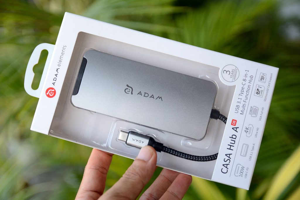 Trên tay Hub USB-C ADAM ELEMENTS 8 IN 1 – Hoàn thiện tốt, sạc PD 100W, không nóng, bảo hành 3 năm