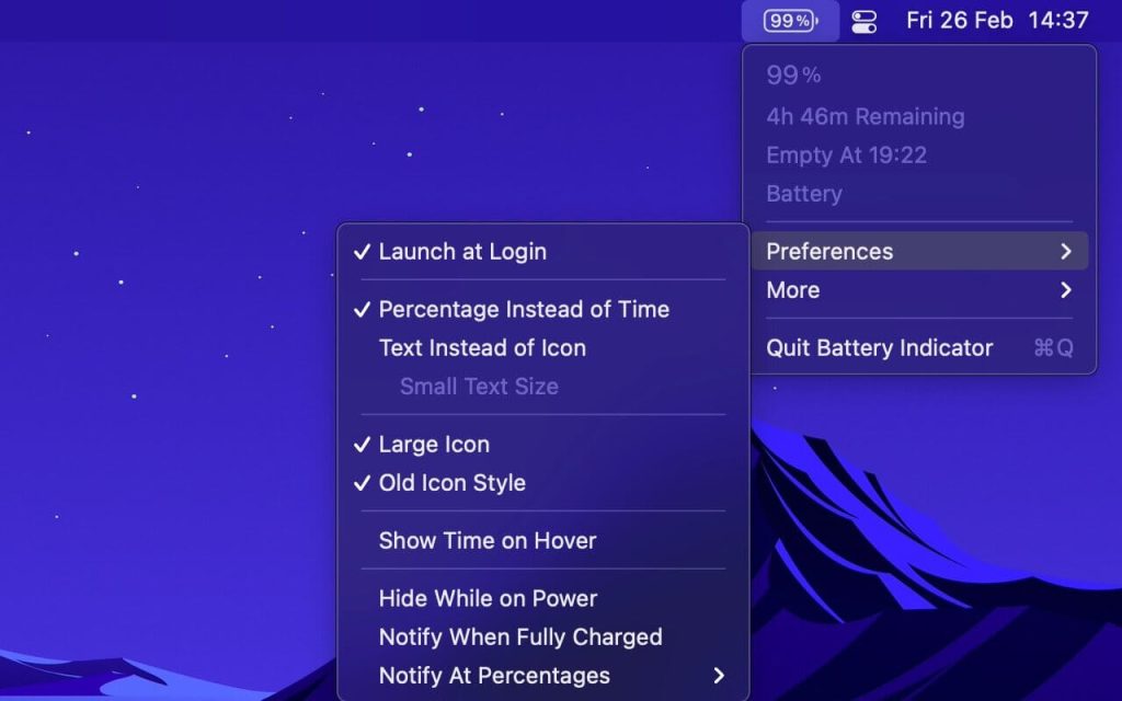 battery-indicator_02-1024x640-1 Battery Indicator – Hiện % pin và thời gian sử dụng còn lại trên Menubar