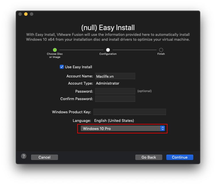 Hướng dẫn chi tiết cài Windows 10 lên Mac dùng Vmware Fusion 11