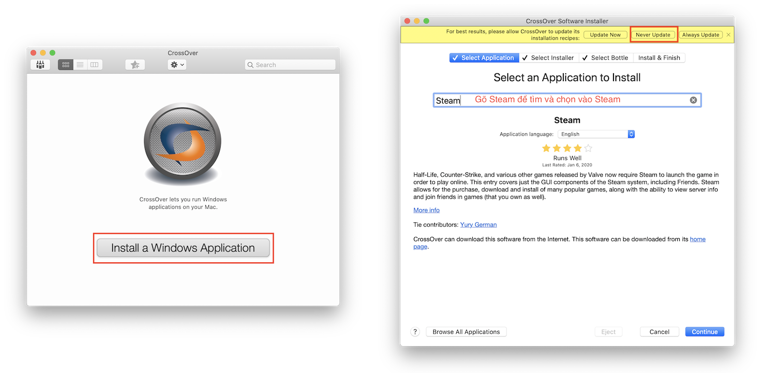 Hướng dẫn chạy ứng dụng & game 32 bit trên macOS Cataline với Crossover