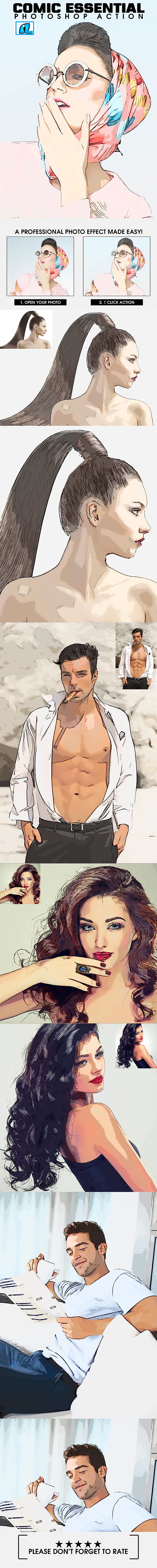 comic-essential-photoshop-action Comic Essential Photoshop Action – Action chuyển đổi bức ảnh thành tranh vẽ màu nước