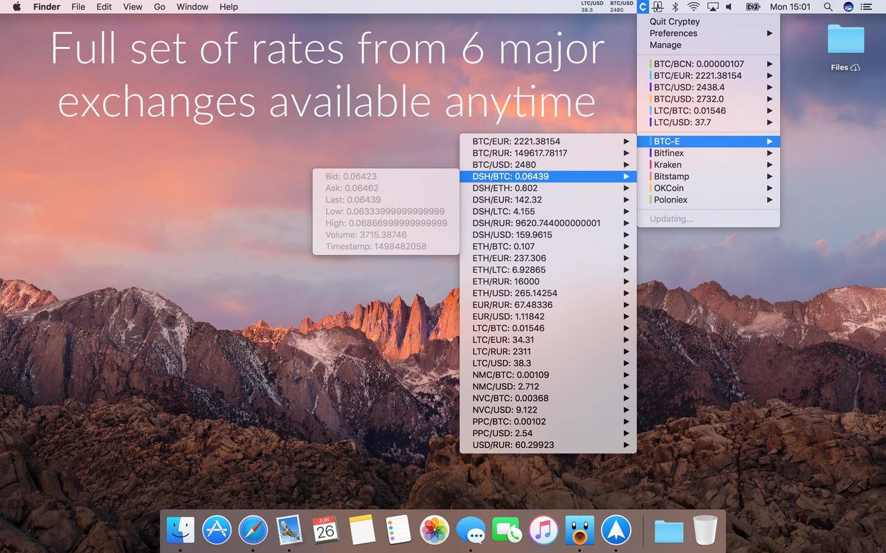 cryptey-cho-mac Cryptey – Hiển thị giá của các đồng tiền điện tử ngay trên Menubar