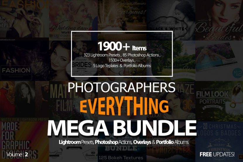 Photographers Everything Mega Bundle từ Creativemarket -1900 items dành cho Lr, Photoshop