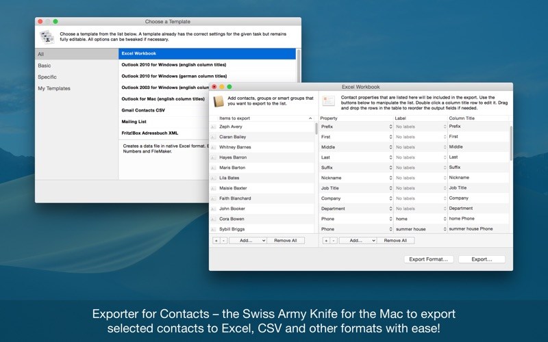 Exporter for Contacts – Ứng dụng xuất danh bạ từ Mac sang CSV, Excel…