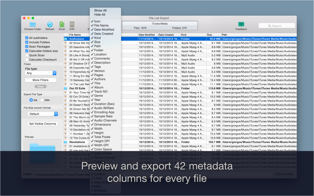 file_list_export2 File List Export – Phần mềm tạo danh sách chi tiết các file trong thư mục