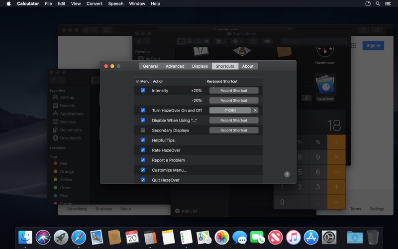 HazeOver – Làm mờ ứng dụng background