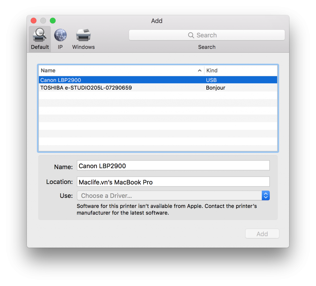 Hướng dẫn chi tiết cách cài Driver Canon 2900, 3000 trên macOS Sierra 10.12, High Sierra 10.13