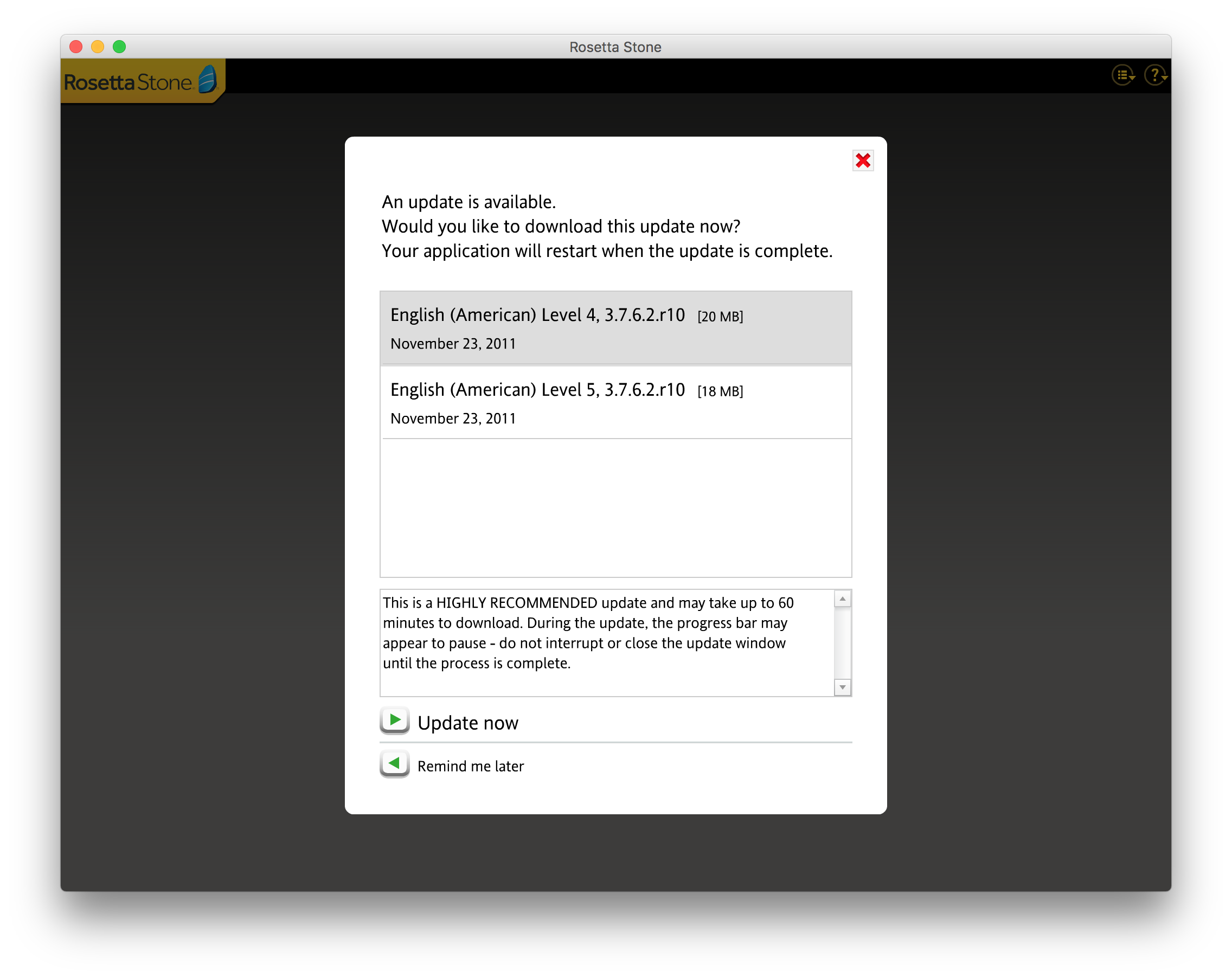 Hướng dẫn cập nhật gói ngôn ngữ mới nhất cho Rosetta Stone