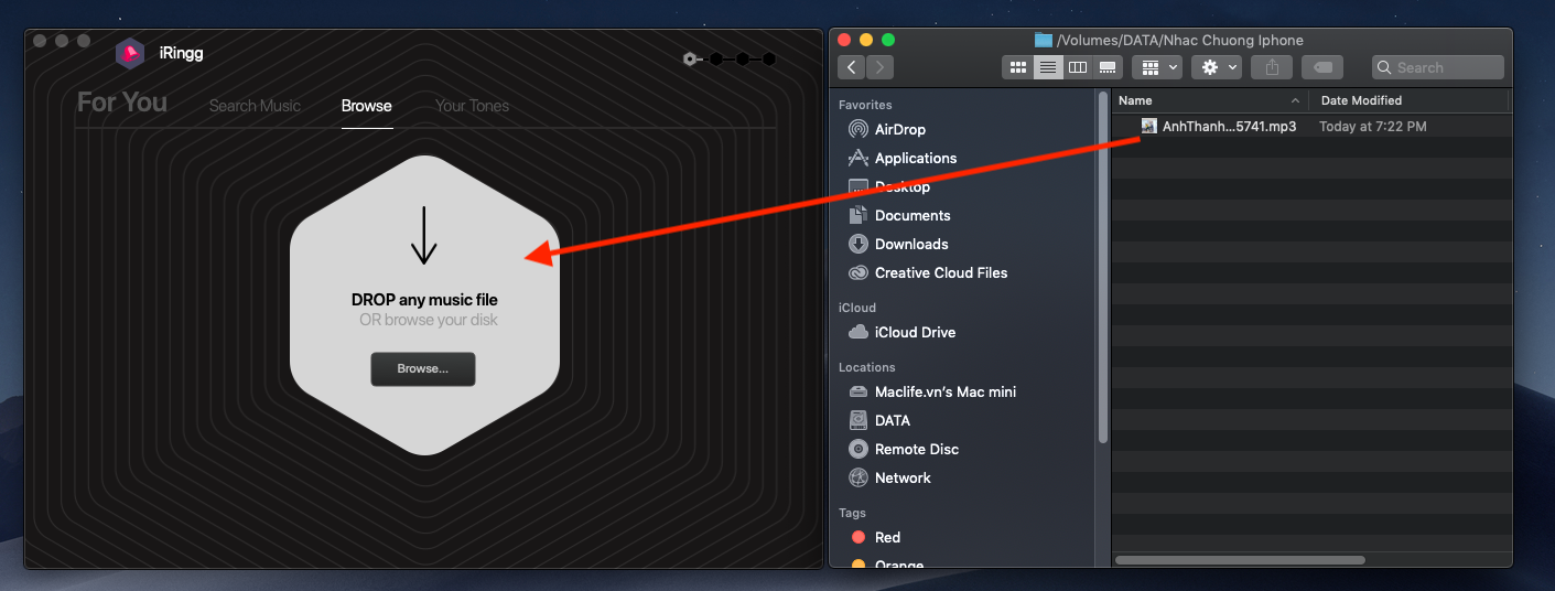 Hướng dẫn tạo & chép nhạc chuông cho iPhone trên Mac cực dễ với iRingg