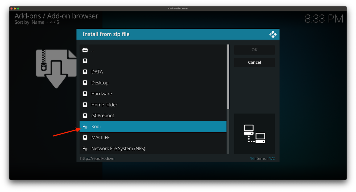 kodi4-1 Hướng dẫn chi tiết xem film trên Mac với Kodi + Fshare VIP