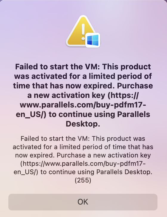 loi-pd-dk Hướng dẫn chi tiết cài Windows trên Mac bằng Parallels Desktop 17