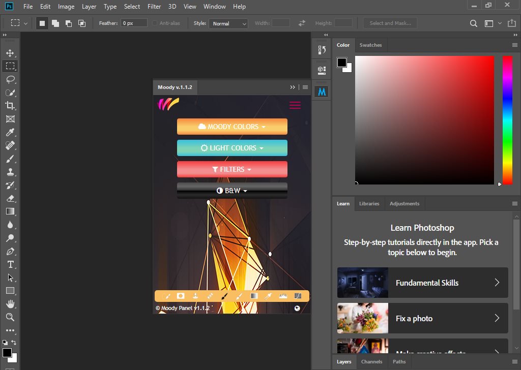 Hướng dẫn cài đặt Moody Photoshop Panel – Plugin Blend màu chỉ với 1 click