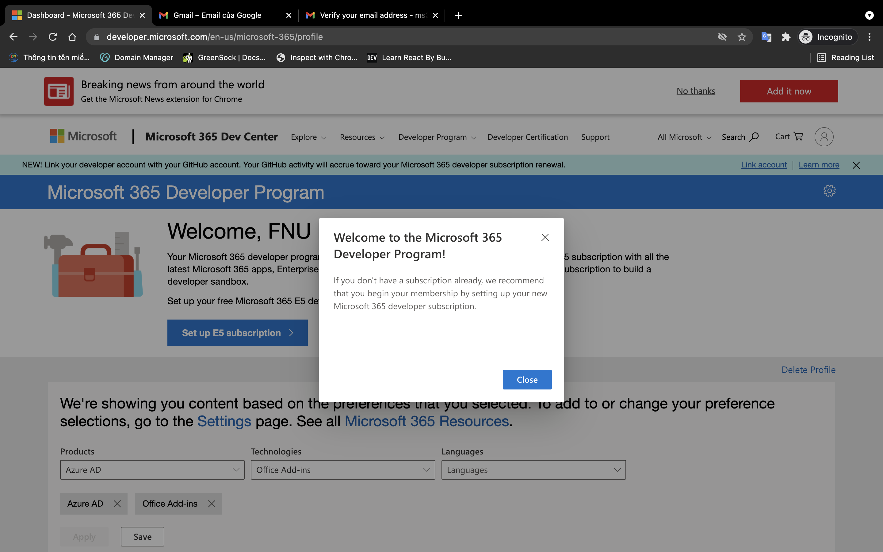 Tự tạo tài khoản Office E5 [Office 365+OneDrive 5TB]