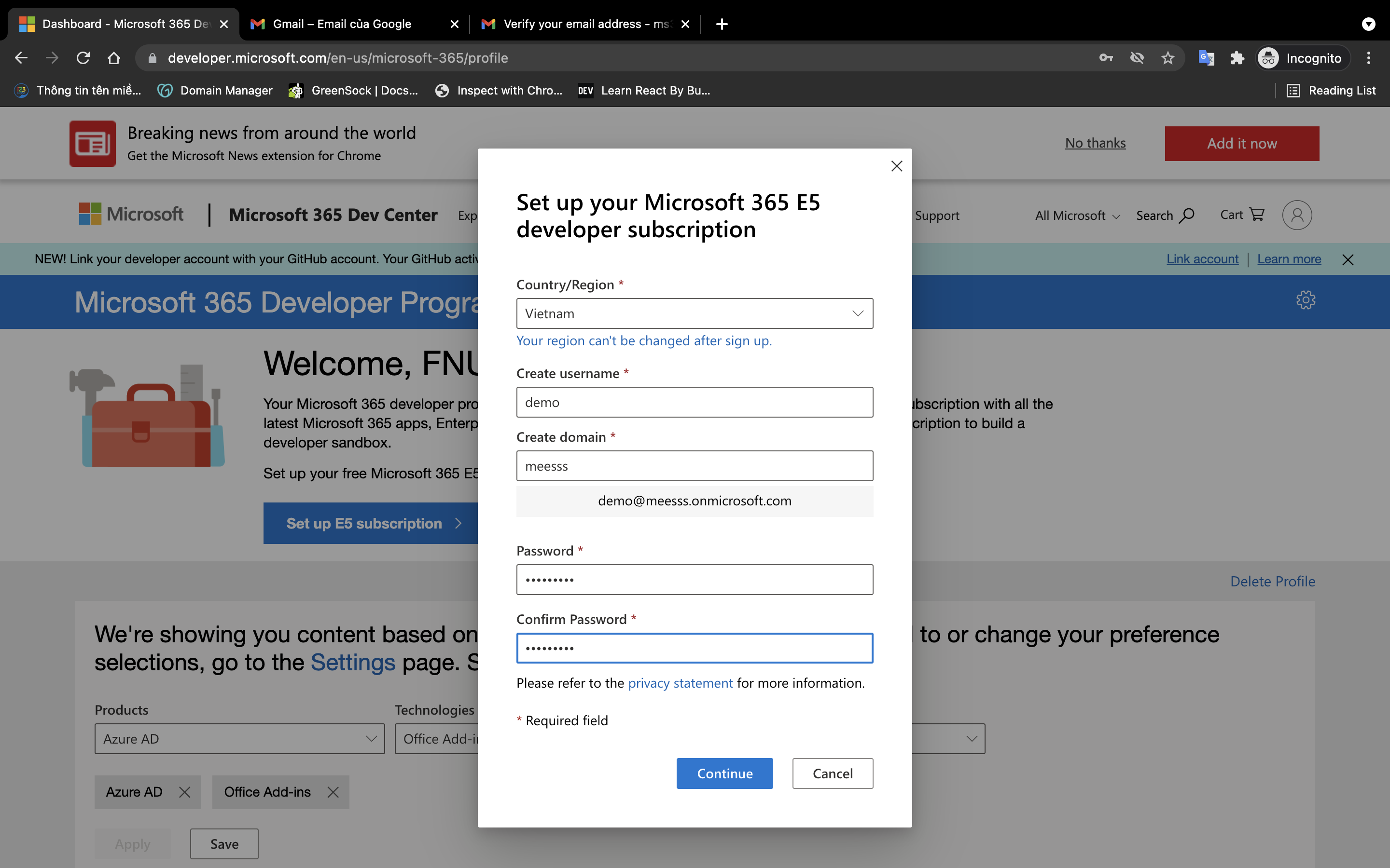 Tự tạo tài khoản Office E5 [Office 365+OneDrive 5TB]
