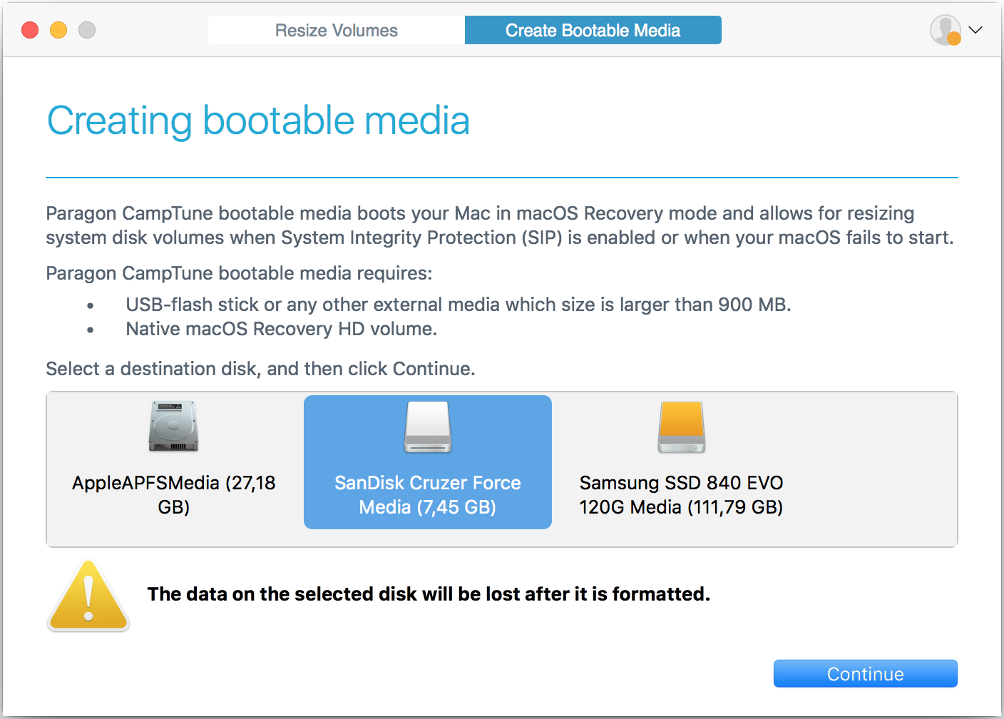Paragon Camptune X – Phần mềm thay đổi dung lượng phân vùng BOOTCAMP