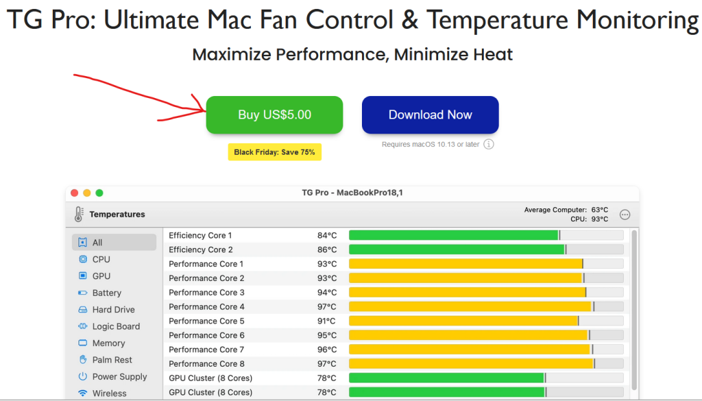 TG Pro giảm giá 75% – Phần mềm quản lý quạt, nhiệt độ máy