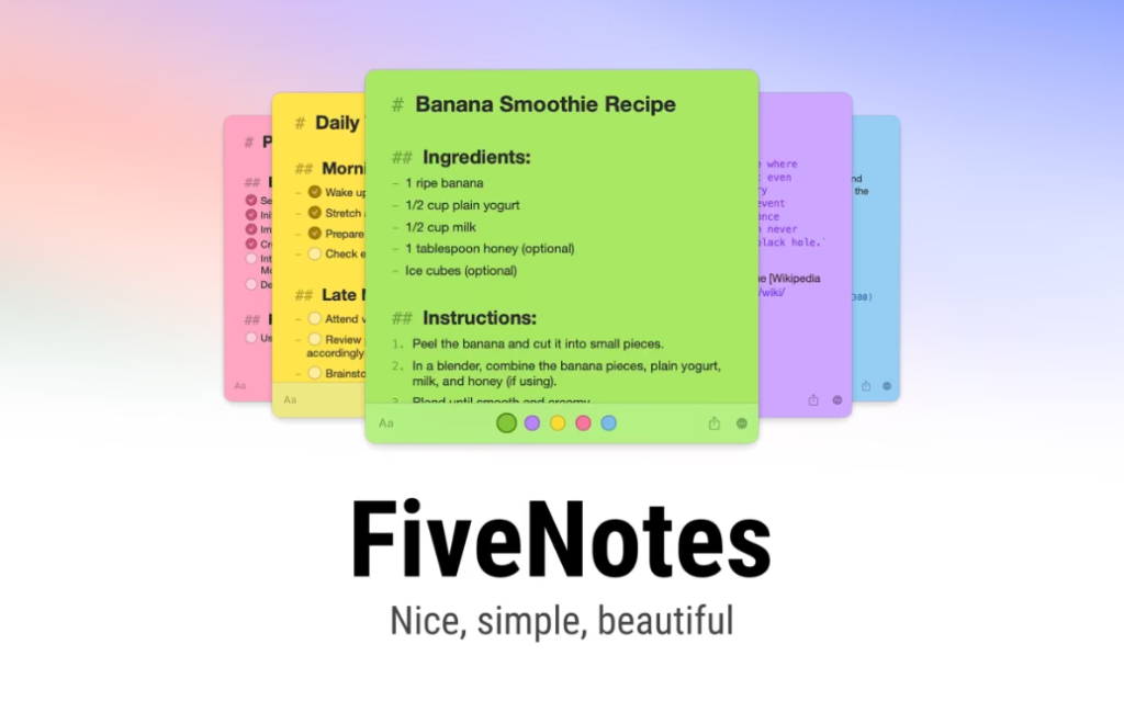 FiveNotes – Ứng dụng ghi chú tuyệt vời