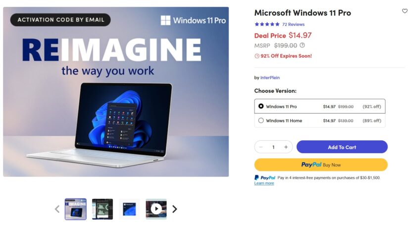 Bản quyền Windows 11 dá 15$