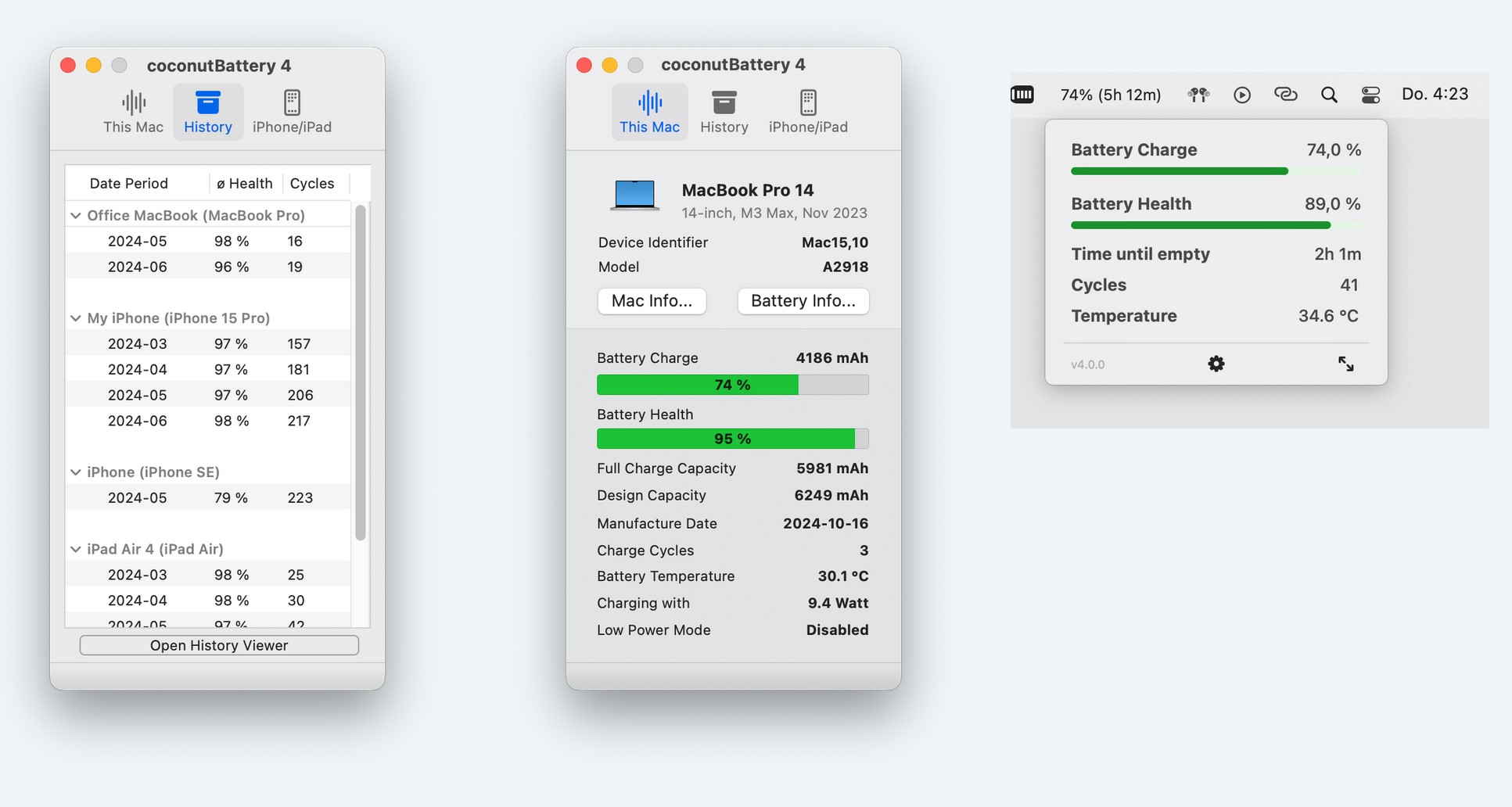 CoconutBattery – Ứng dụng kiểm tra tình trạng Pin Macbook và iDevice